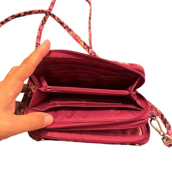 Vera Bradley Raspberry Medallion Iconic All In One Crossbody Wristlet - Picture 5 of 6